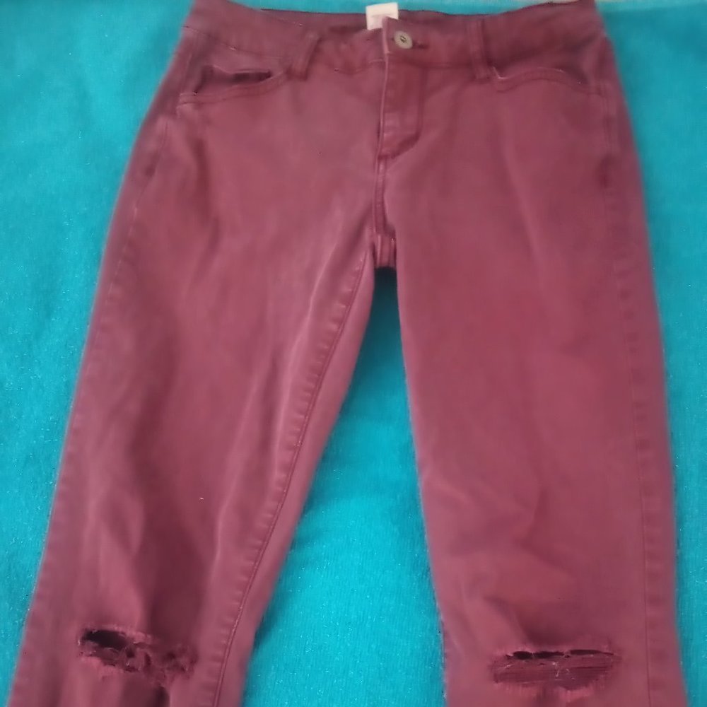 Juniors Burgundy Jeans Size 5